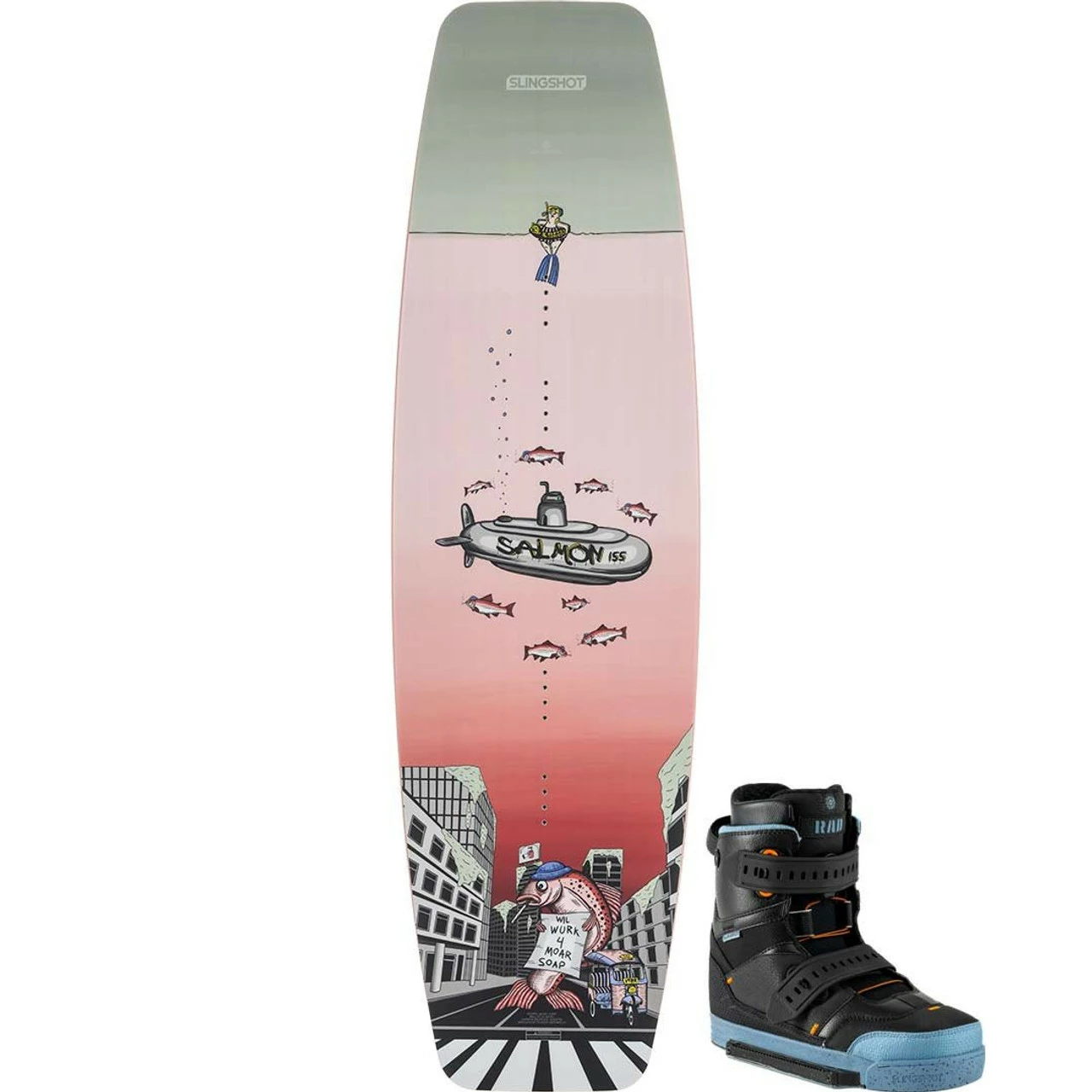 Slingshot Salmon Wakeboard Package W/ Rad Boots - 2023 3 Slingshot Salmon Wakeboard Package W/ Rad Boots - 2023