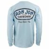 Ron Jon Custom Surfboards Long-Sleeve Tee -Surf Edge Shop d800x800 10031639081 light blue ron jon custom surfboards long sleeve tee cocoa beach back
