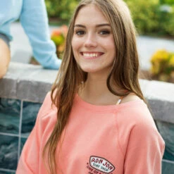 Ron Jon Ladies Classic Badge Crew Neck Pullover -Surf Edge Shop d800x800 10360319606 melon ron jon ladies melon classic badge crew neck pullover lifestyle 1