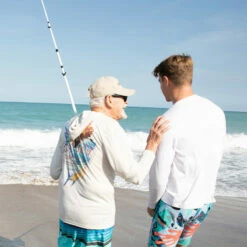 Ron Jon Sailfish Long Sleeve Hooded Sun Shirt -Surf Edge Shop d800x800 10480484001 white ron jon sailfish upf long sleeve hooded shirt lifestyle 2