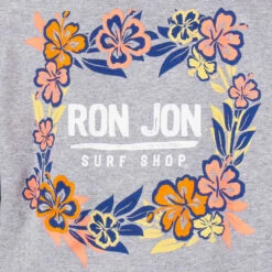 Ron Jon Kids Floral Border Long-Sleeve Tee -Surf Edge Shop d800x800 11580047092 heather grey ash ron jon kids floral border long sleeve tee back graphic