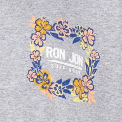 Ron Jon Kids Floral Border Long-Sleeve Tee -Surf Edge Shop d800x800 11580047092 heather grey ash ron jon kids floral border long sleeve tee front graphic