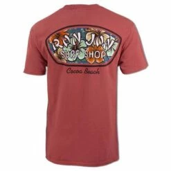 Ron Jon Hibiscus Badge Tee -Surf Edge Shop d800x800 17030803051D maroon ron jon hibiscus tee back