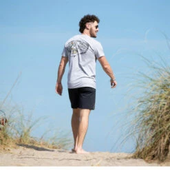 Ron Jon Surf Crab Tee -Surf Edge Shop d800x800 17040107094 gun metal ron jon surfing crab tee lifestyle 2