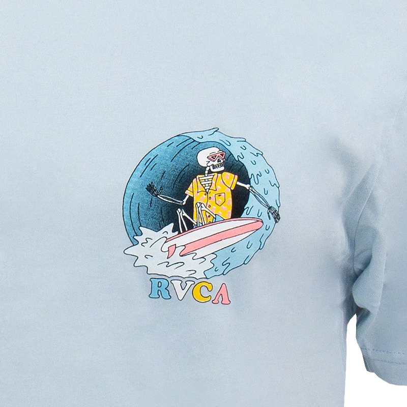 RVCA Ron Jon Light Blue Luke P Surfing Skeleton Tee 6 RVCA Ron Jon Light Blue Luke P Surfing Skeleton Tee - Image 4