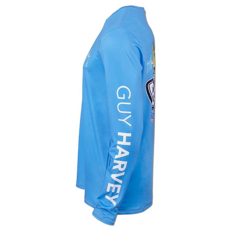 Guy Harvey Ron Jon Azure Blue Mahi Flyers Long-Sleeve Sun Shirt - Image 3